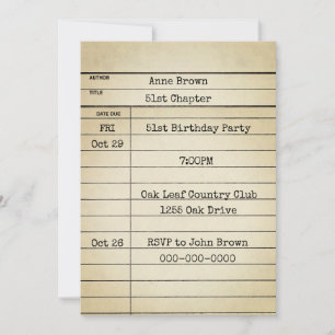 Oude bibliotheek Kaart 51st Birthday Party