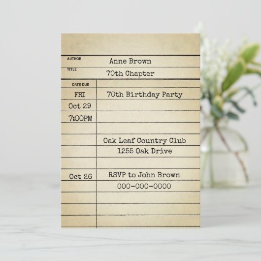 Oude bibliotheek Kaart 70e verjaardag (Staand voorkant)