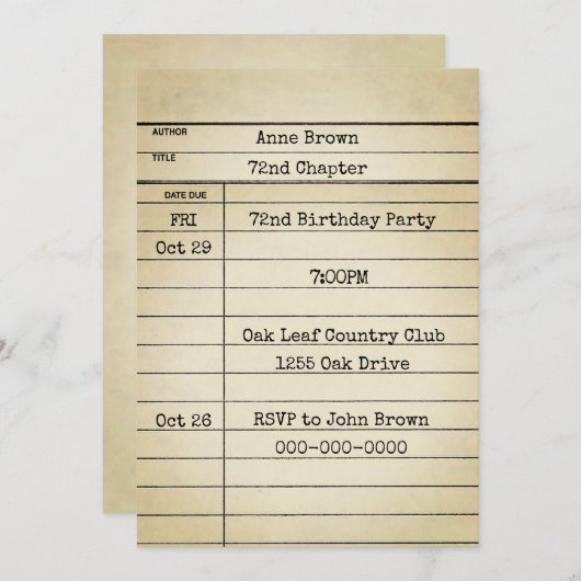 Oude bibliotheek Kaart 72e verjaardag (Voorkant / Achterkant)