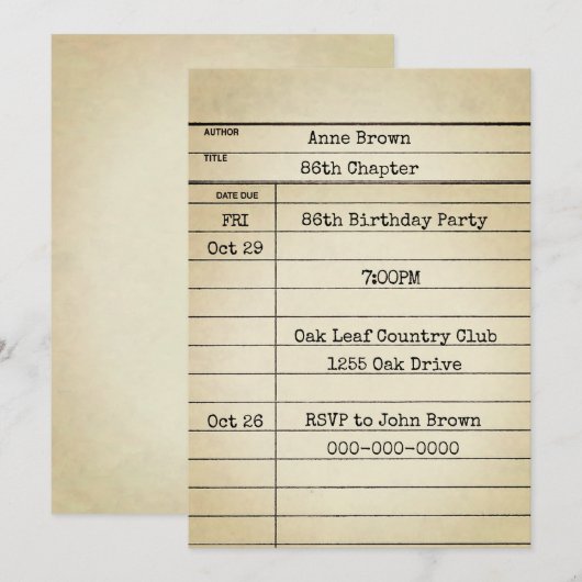 Oude bibliotheek Kaart 86e verjaardag (Voorkant / Achterkant)