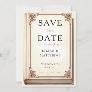 Oude Bibliotheekboek Elegant Krulwerk Sprookje Save The Date