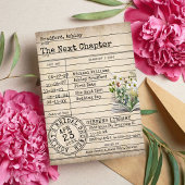 Oude Bibliotheekkaart Bloemige Boeken Bruidsdouche Kaart