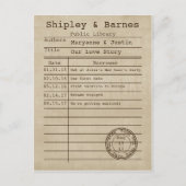 oude bibliotheekkaart slaat de datum op aankondigingskaart (Voorkant)