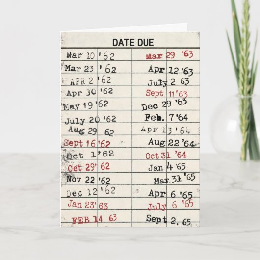 Oude bibliotheekkaart voor Birthday Kaart (Voorkant)