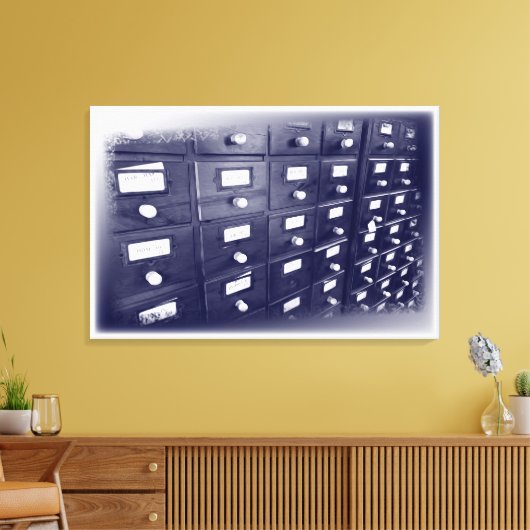 Oude bibliotheekladen canvas afdruk (Insitu (Woonkamer))