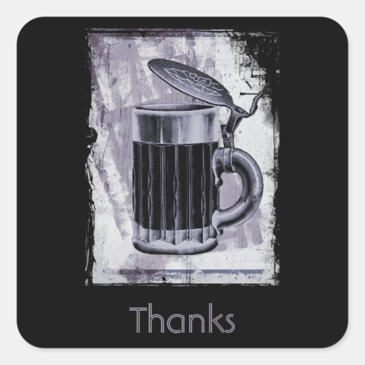 Oude Bierstein Illustratie Bedankt Vierkante Sticker (Voorkant)