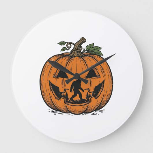 Oude Bigfoot Pompoen Halloween Vector Ontwerp_1 Grote Klok (Voorkant)