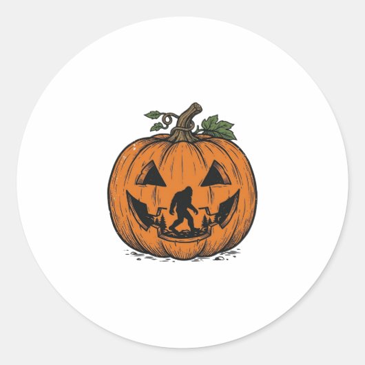 Oude Bigfoot Pompoen Halloween Vector Ontwerp_1 Ronde Sticker (Voorkant)