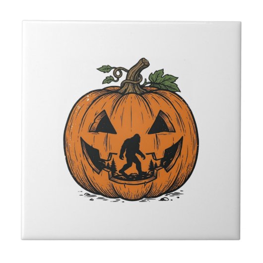 Oude Bigfoot Pompoen Halloween Vector Ontwerp_1 Tegeltje (Voorkant)