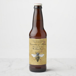 Oude Bij #2 Vervaaagde Antieke Achtergrond Bier Etiket