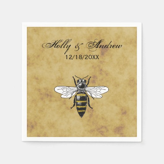 Oude Bij #2 Vervaaagde Antieke Achtergrond Servet (Voorkant)