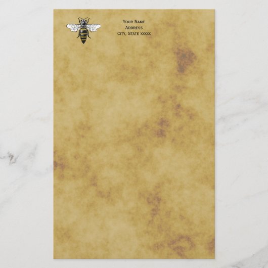 Oude Bij #2 Vervaaide Antieke Achtergrond Briefpapier (Voorkant)