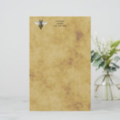 Oude Bij #2 Vervaaide Antieke Achtergrond Briefpapier (Staand voorkant)