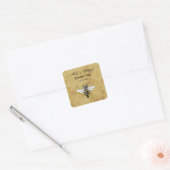 Oude Bij #2 Vervaaide Antieke Achtergrond Vierkante Sticker (Envelop)
