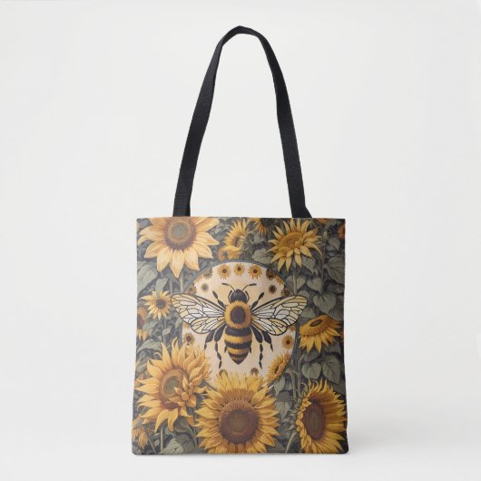 Oude Bij en Zonnebloemen Tote Bag (Voorkant)