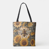 Oude Bij en Zonnebloemen Tote Bag (Achterkant)