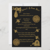 Oude Bij Honey Bumblebee Zwarte Baby Shower Kaart (Voorkant)