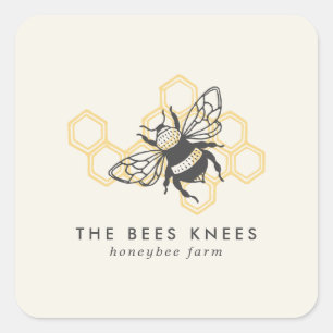 Oude Bij Logo Landelijke Honingbij Imker Vierkante Sticker