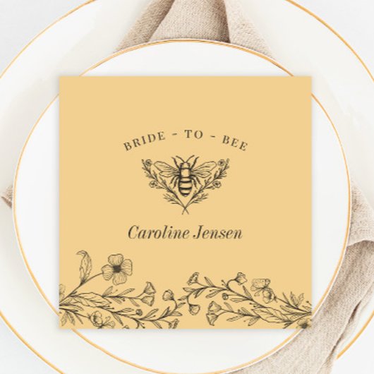 Oude Bij Wilde Bloem Gele Stortbui Servet