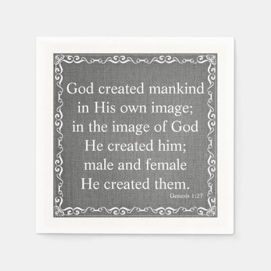 Oude Bijbelscriptcitaat Testament - Genesis 1:27 Servetten (Voorkant)