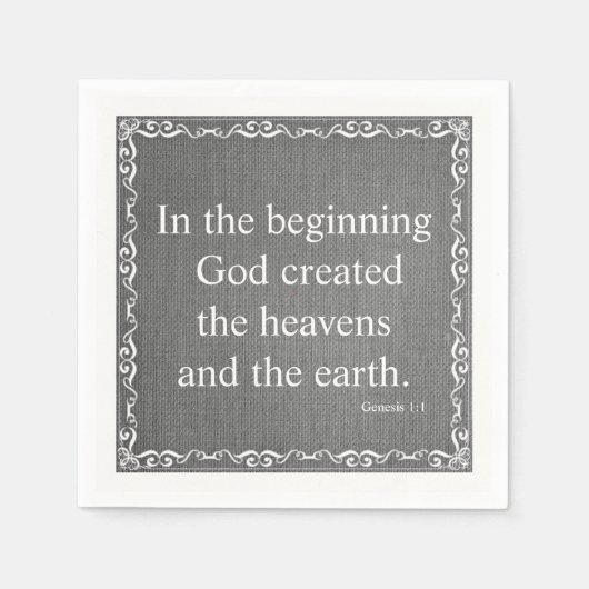 Oude Bijbelscriptie testament - Genesis 1:1 Servetten (Voorkant)