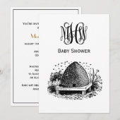 Oude bijen en bijenkorf #1 Wingine Monogram Letter Kaart (Voorkant / Achterkant)