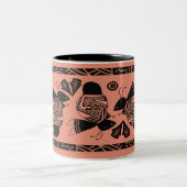 Oude bijen en bloemen op koraal mok (Center)