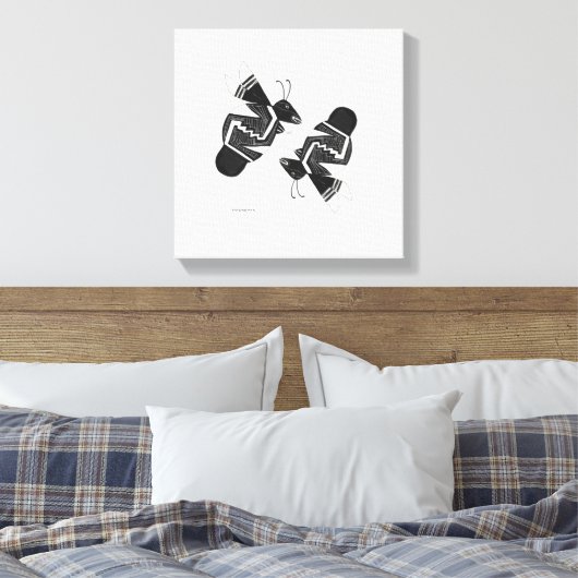 Oude bijen: inkttekening canvas afdruk (Insitu (Slaapkamer))