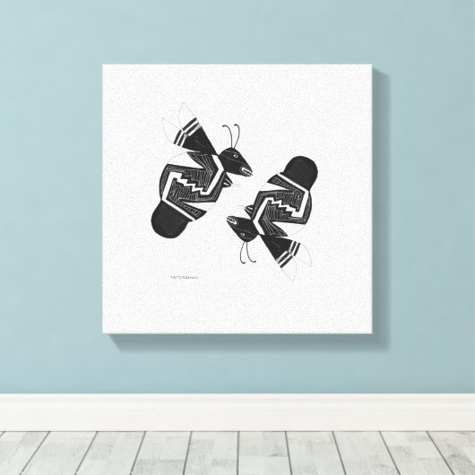 Oude bijen: inkttekening canvas afdruk (Insitu (Houten vloer))