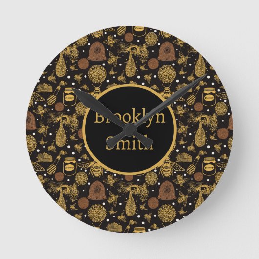 Oude Bijenkorf Zwarte Kinderkamer Ronde Klok (Voorkant)