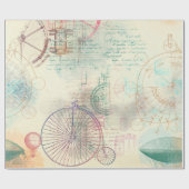 Oude bike, ballon en script op geel cadeaupapier (Vlak)