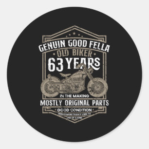Oude biker 63 jaar in de maak 63e biker ronde sticker