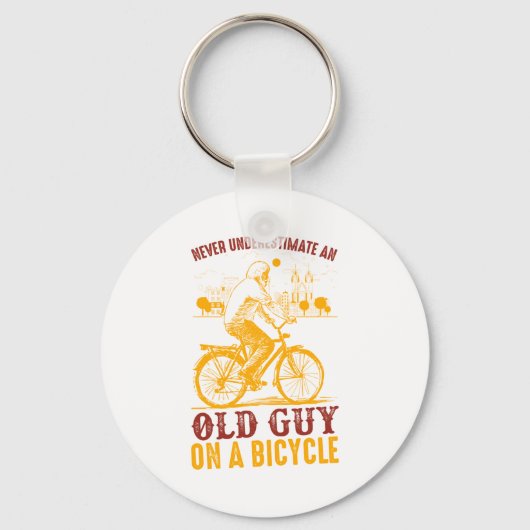 Oude Biker Ontwerp | Fiets | Onderschat Nooit Sleutelhanger (Voorkant)
