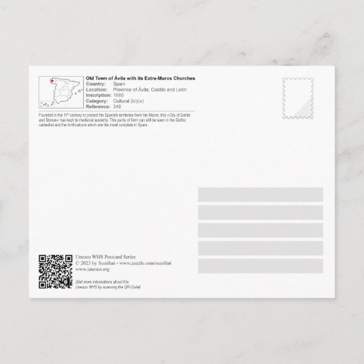 Oude binnenstad van Ávila met zijn Extra-Muros Ker Briefkaart (Achterkant)