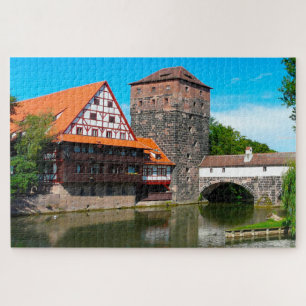 Oude binnenstad van Neurenberg Duitsland. Legpuzze Legpuzzel