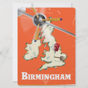 Oude Birmingham Reisposter Kaart