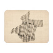 Oude Bladmuziek Kaart van Texas Magneet (Horizontaal)