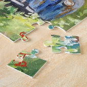 OUDE BLAUW TOW TRUCK PUZZZLE LEGPUZZEL (Zijkant)