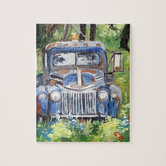 OUDE BLAUW TOW TRUCK PUZZZLE LEGPUZZEL (Verticaal)