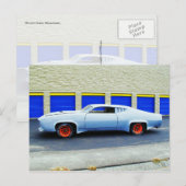 Oude blauwe auto in Boston, Massachusetts. Briefkaart (Voorkant / Achterkant)