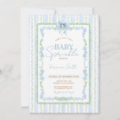 Oude Blauwe Baby Sprinkle Uitnodiging (Voorkant)