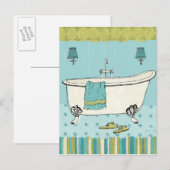 Oude blauwe badkamer briefkaart (Voorkant / Achterkant)