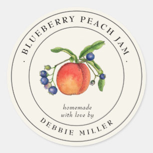 Oude Blauwe Bes Perzik Jam Ambachtsetiketten  Ronde Sticker