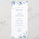 Oude Blauwe Bloem Bruiloft Tafel Menu Kaarten (Voorkant)