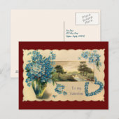 Oude Blauwe Bloem Valentijnsdag Ansichtkaart Feestdagenkaart (Voorkant / Achterkant)