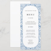 Oude Blauwe Bloemen Bruiloft Menu Kaarten (Voorkant / Achterkant)