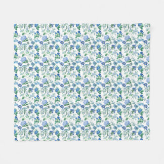 Oude Blauwe Bloemen Fleece Deken