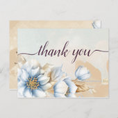 Oude blauwe bloemige bedankkaart briefkaart (Voorkant / Achterkant)