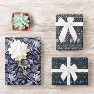 Oude blauwe bloempatronen van William Morris Inpakpapier Vel