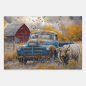 Oude Blauwe Boerderijtrucks Decoupage Inpakpapier Vel (Voorkant 2)